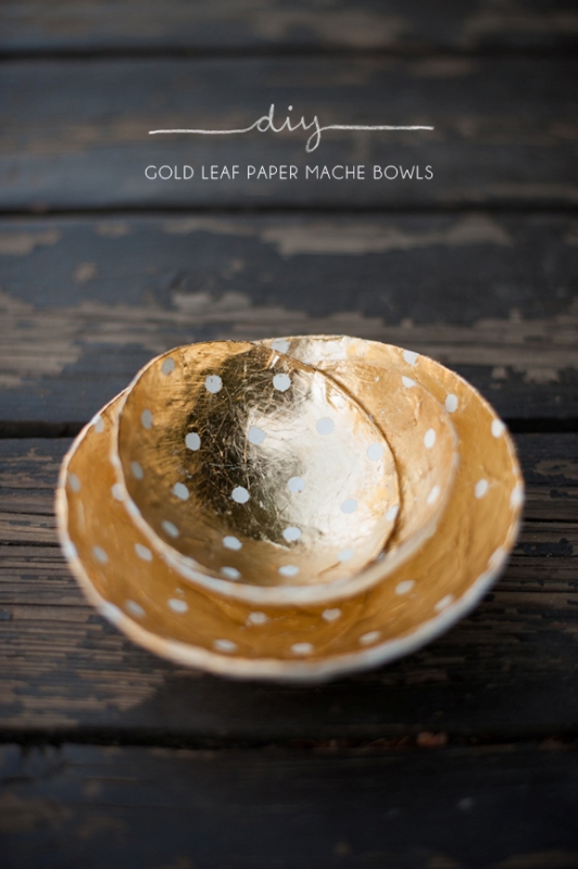 DIY Gold Leaf Paper Mache Bowls