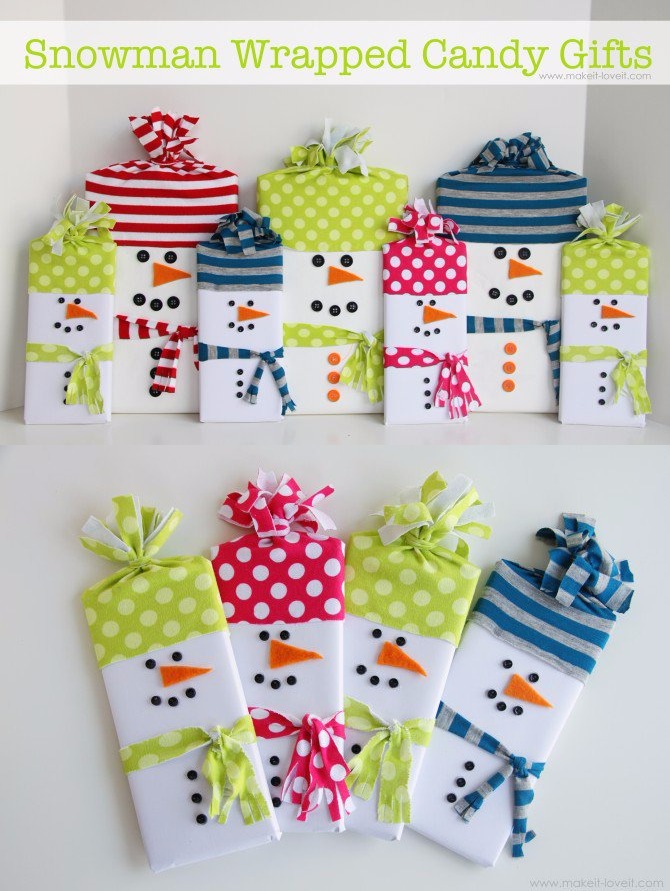 DIY Snowman Wrapped Candy Gifts
