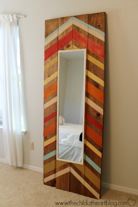 DIY Colorful Leaning Wood Mirror Frame