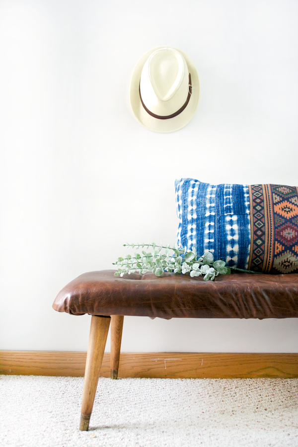 DIY Leather Tufted Bench