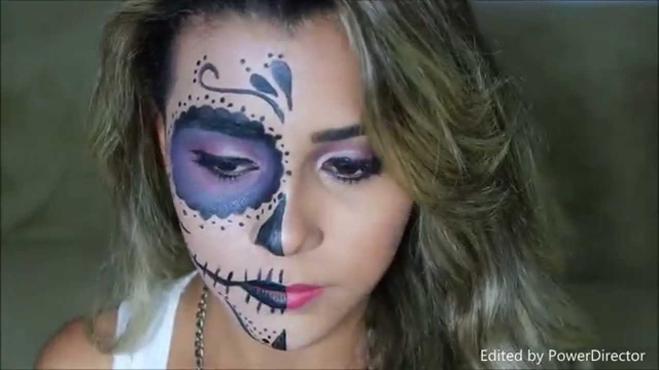 Day of the Dead Half Face Halloween Makeup