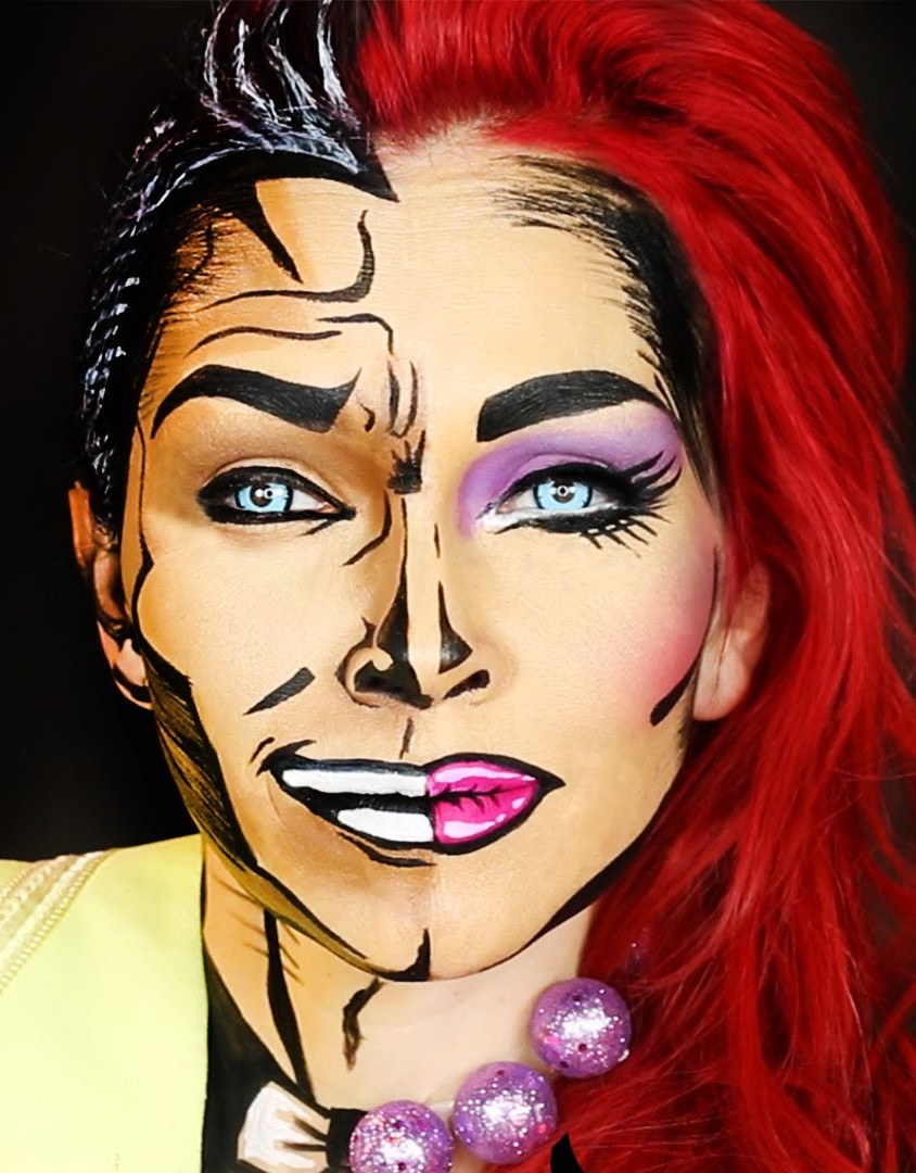 Cartoon Half Man and Half Women Face Halloween Makeup