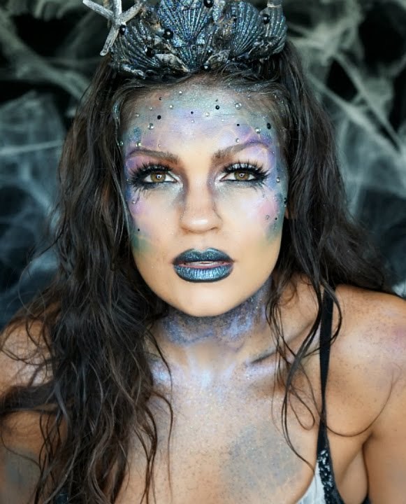 Dark Glittery Mermaid Halloween Makeup