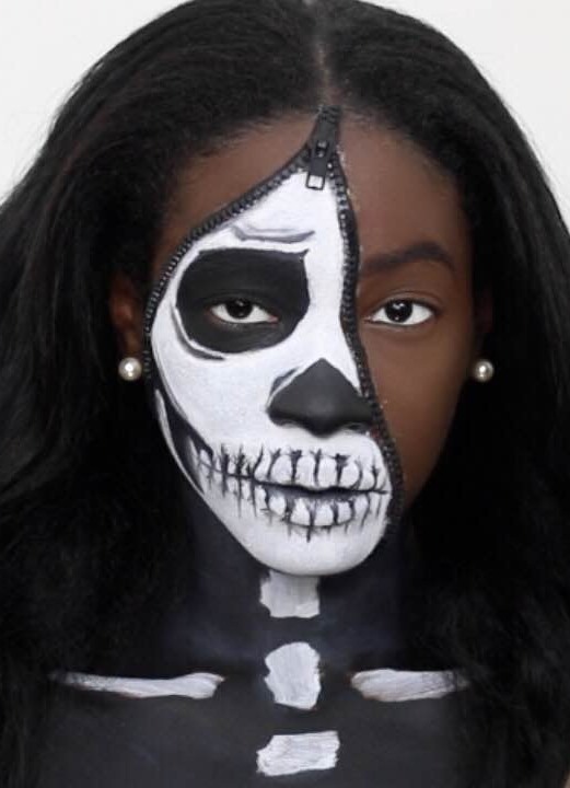 Unzipped Half Skeleton Halloween Makeup