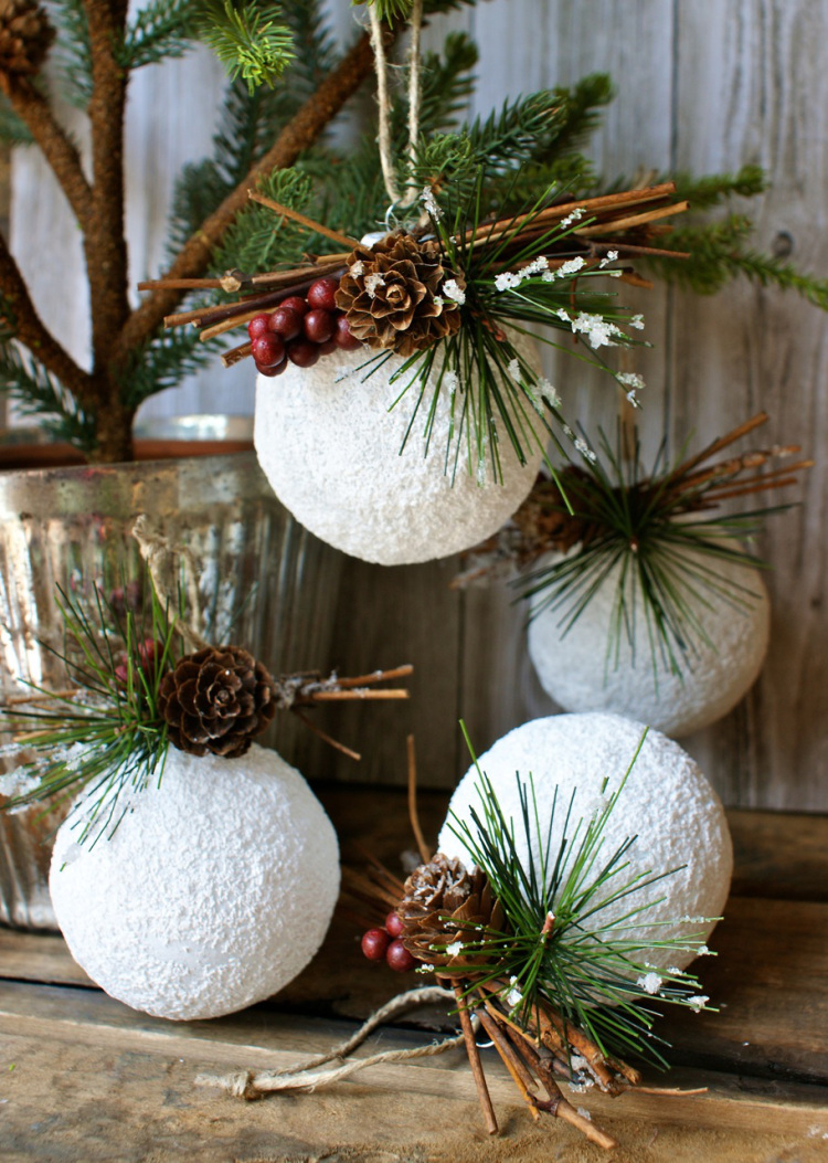 Rustic Styrofoam Balls Ornaments
