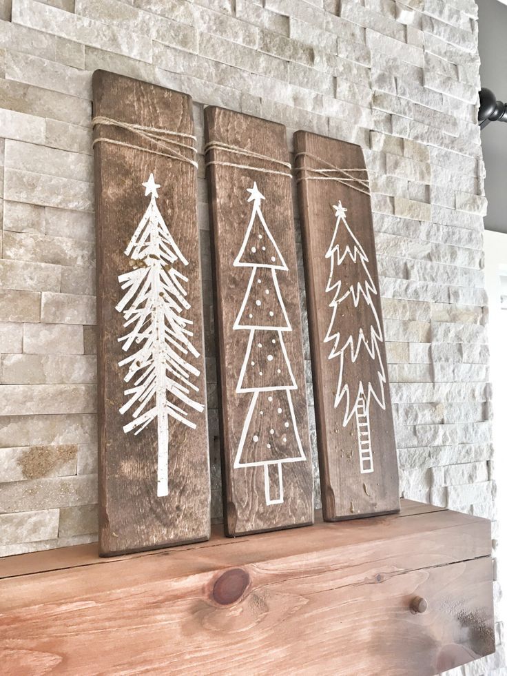 Rustic White Wooden Christmas Tree Signs