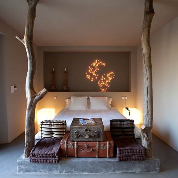 Rustic Tree Branches Christmas Bedroom