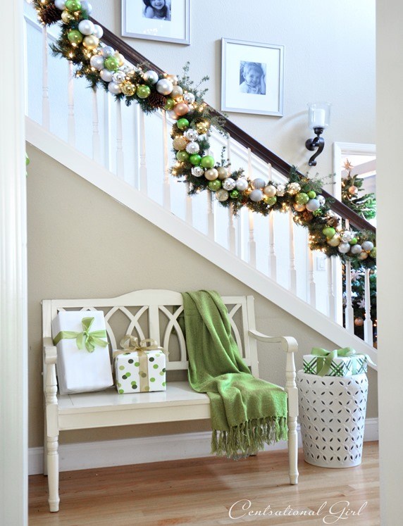 Staircase with Ornaments Garland