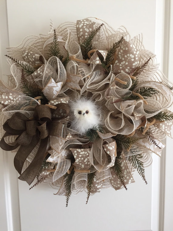 Burlap and Deco Mesh Wreath