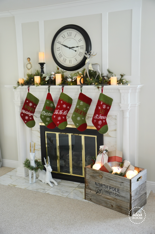 Mantel Decor with Christmas Crate