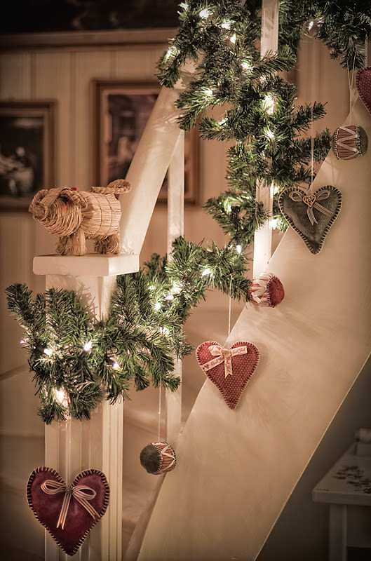 Staircase Decorated With Heart Ornaments