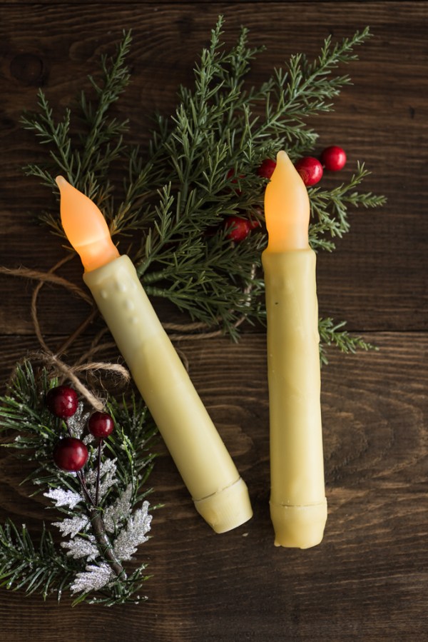 Rustic Wax Covered LED Taper Candles