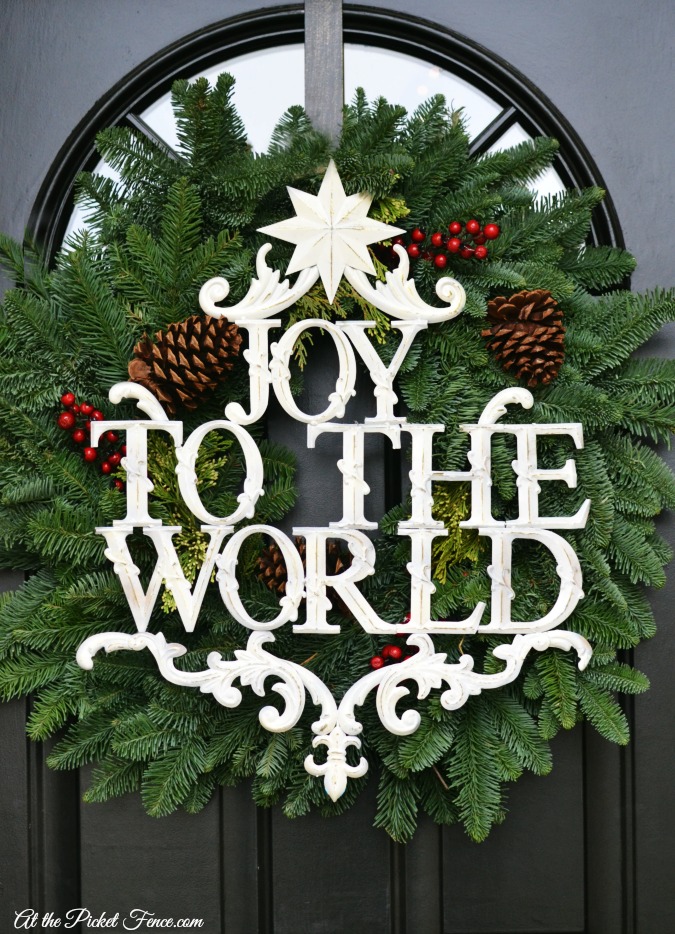 Natural Wreath With JOY To The World Sign