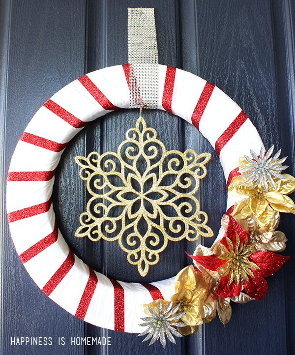 Glittery Red & Gold Christmas Wreath