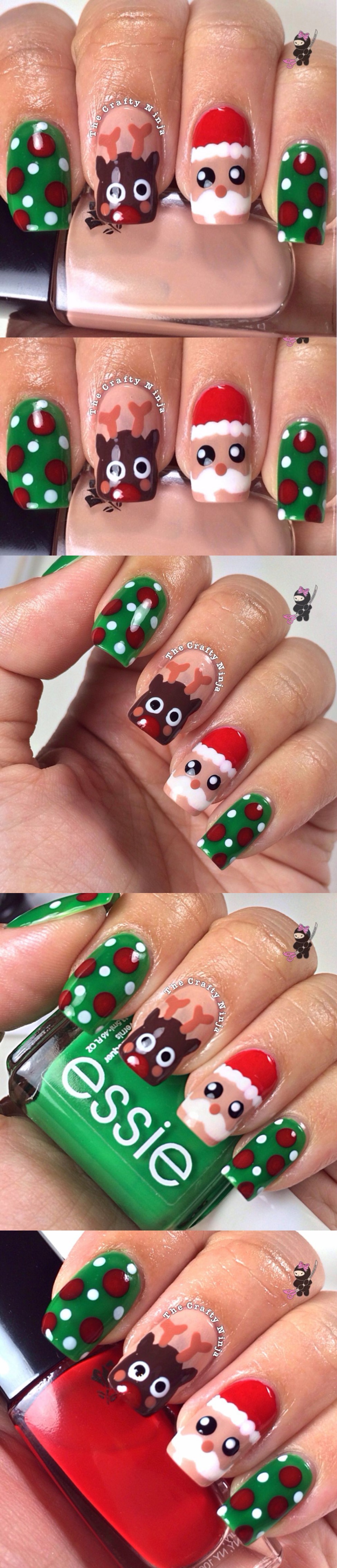 Santa and Rudolph Reindeer Nails