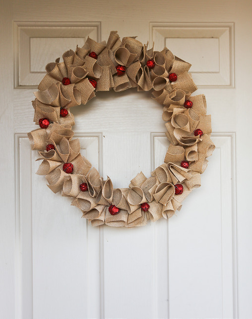 Burlap Wreath with Jingle Bells