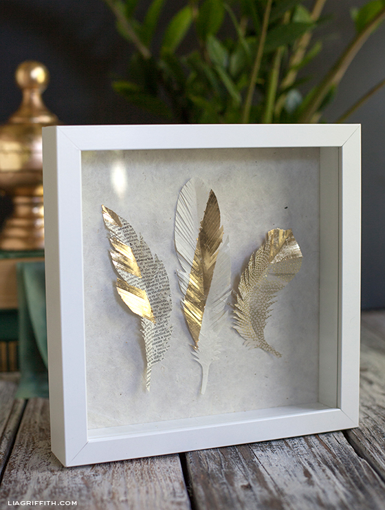 DIY Paper Feathers in Gold