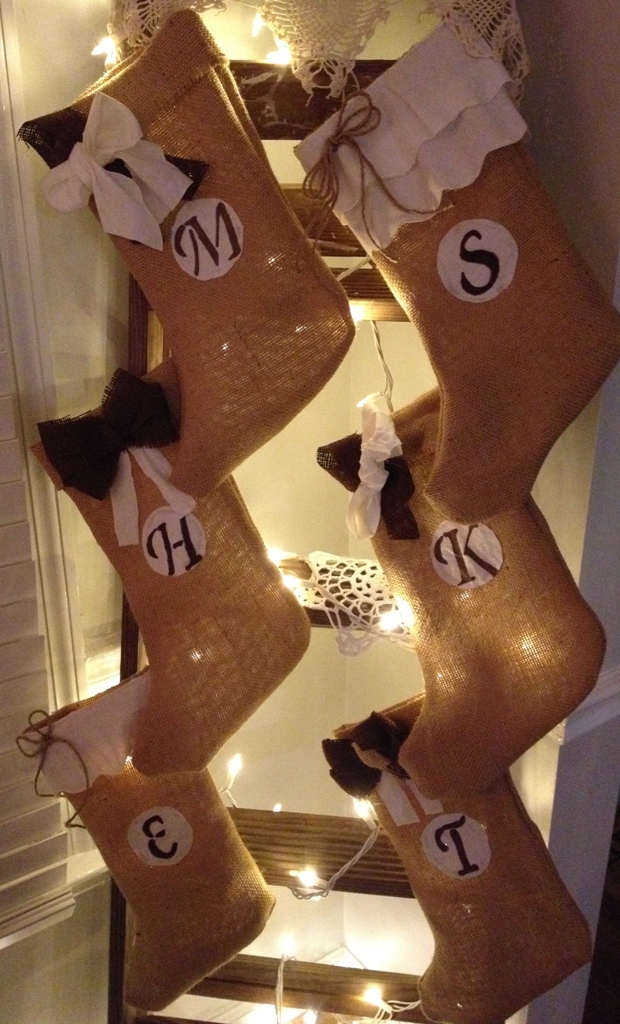 No Sew Burlap Christmas Stockings