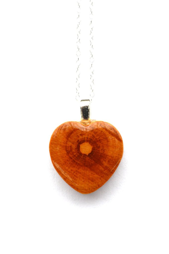 Natural Wood Heart Necklace