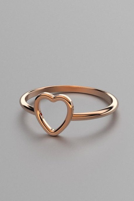 Solid Rose Gold Heart Ring