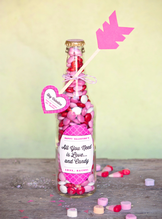 Valentine Candy Bottles & DIY Heart Arrows