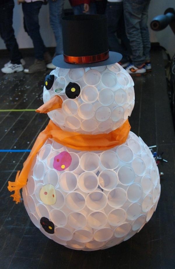 Snowman With Plastic Cups