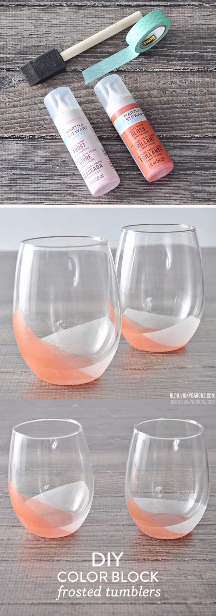 DIY Color Block Frosted Tumblers