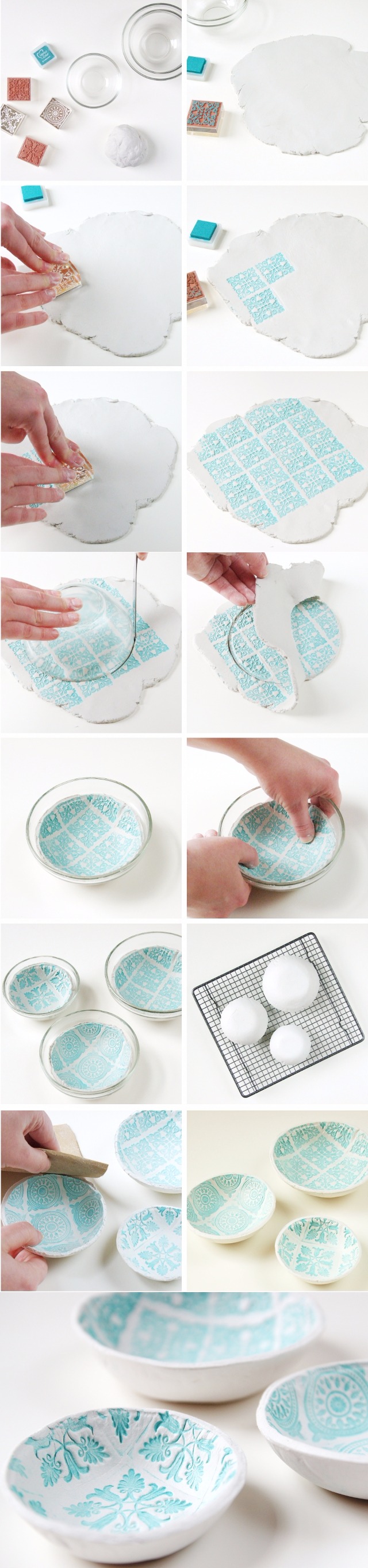 DIY Stamped Clay Bowls