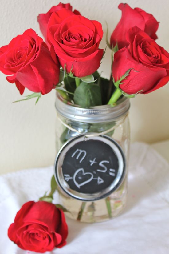 Mason Jar Valentine Chalkboard Vases