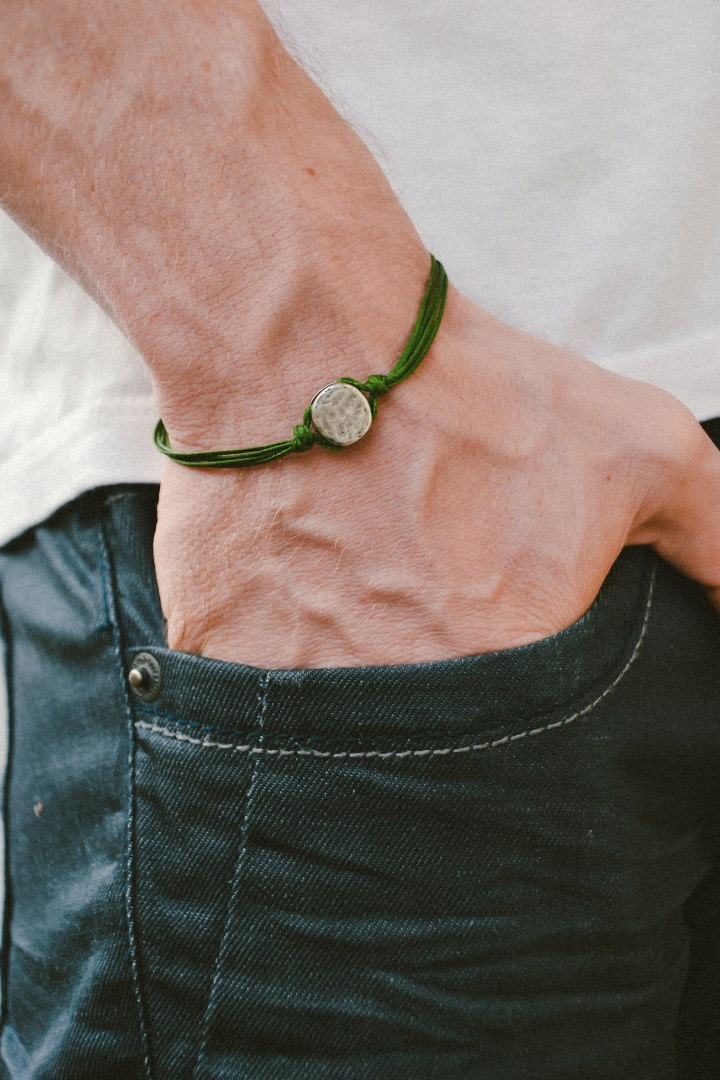 Green Cord Bracelet for Men 