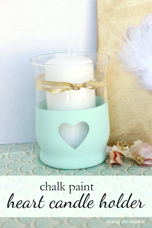 Heart Chalk Paint Candle Holder