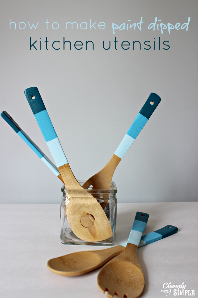 Colorful Paint Dipped Kitchen Utensils