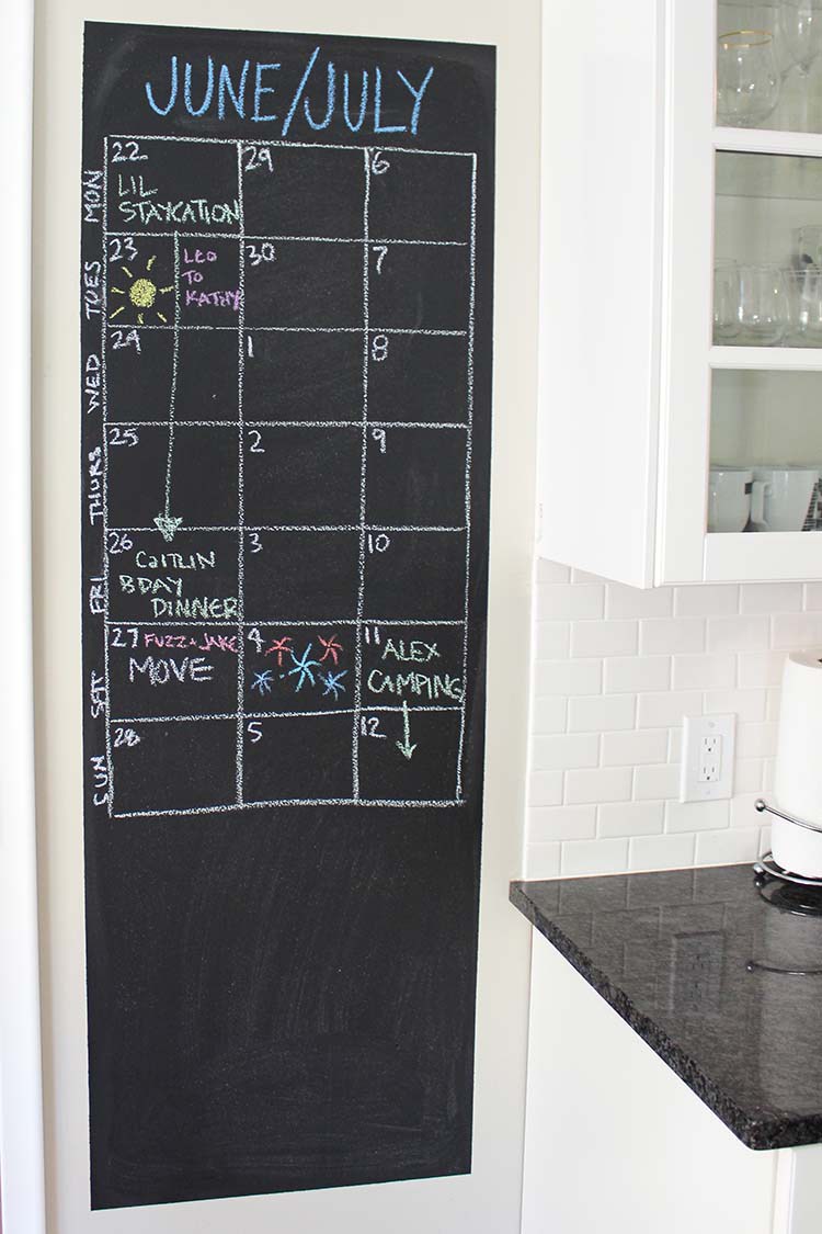 DIY Chalkboard Wall Calendar