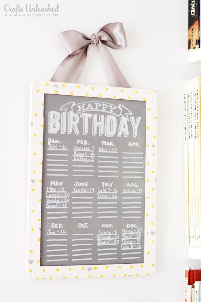 Chalkboard Birthday Calendar