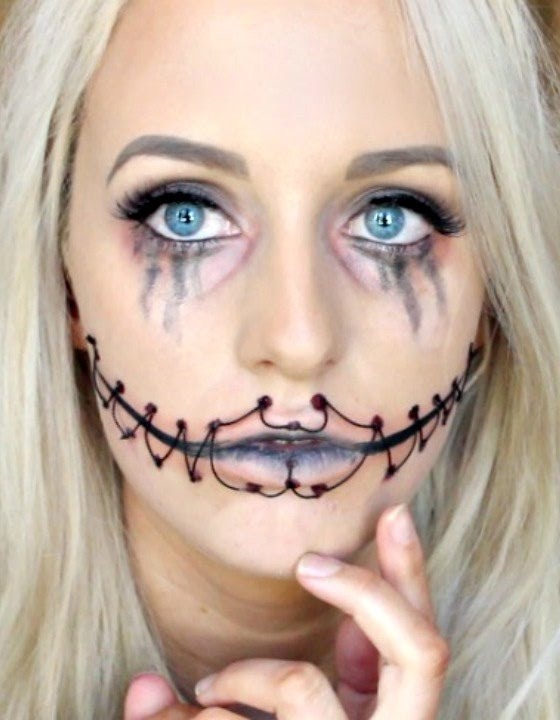 Stitched Up Mouth Halloween Makeup