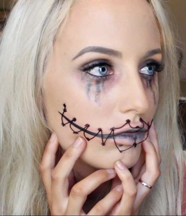 Stitched Up Mouth Halloween Makeup