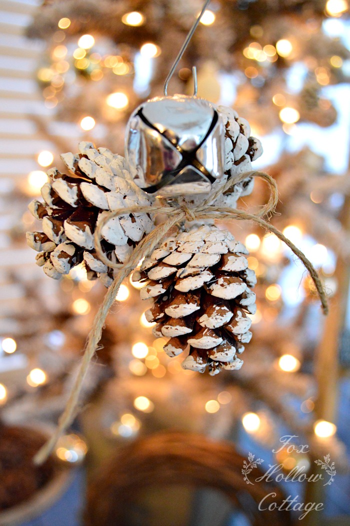 Rustic Jingle Bell Pinecone Ornament