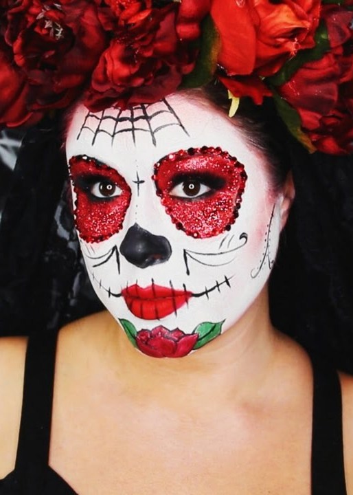 Glittery Sugar Skull Halloween Makeup