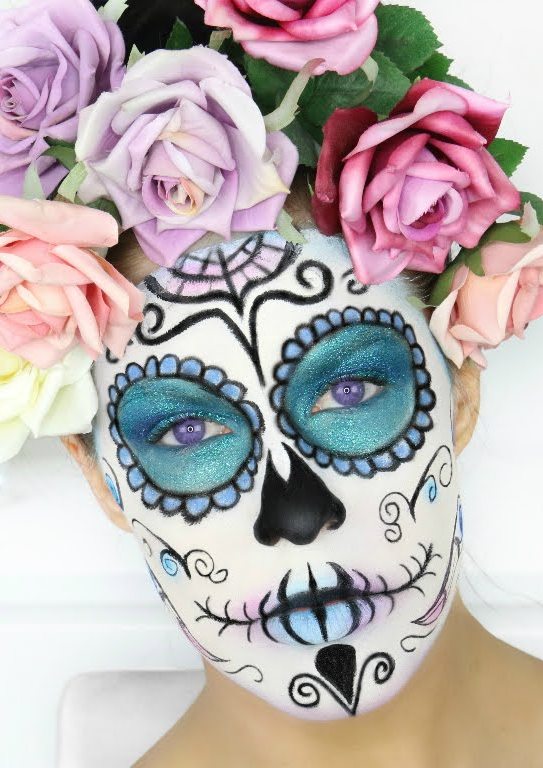 Pastel Sugar Skull Halloween Makeup