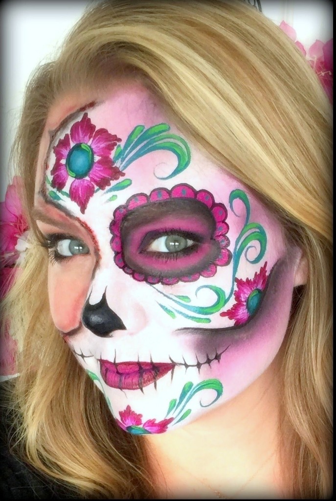 Half Face Sugar Skull Halloween Makeup
