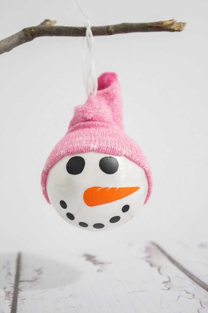 Snowman Ornament With A Sock Hat