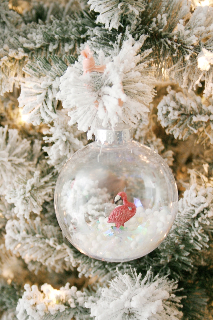 Flamingo Snow Globe Ornament