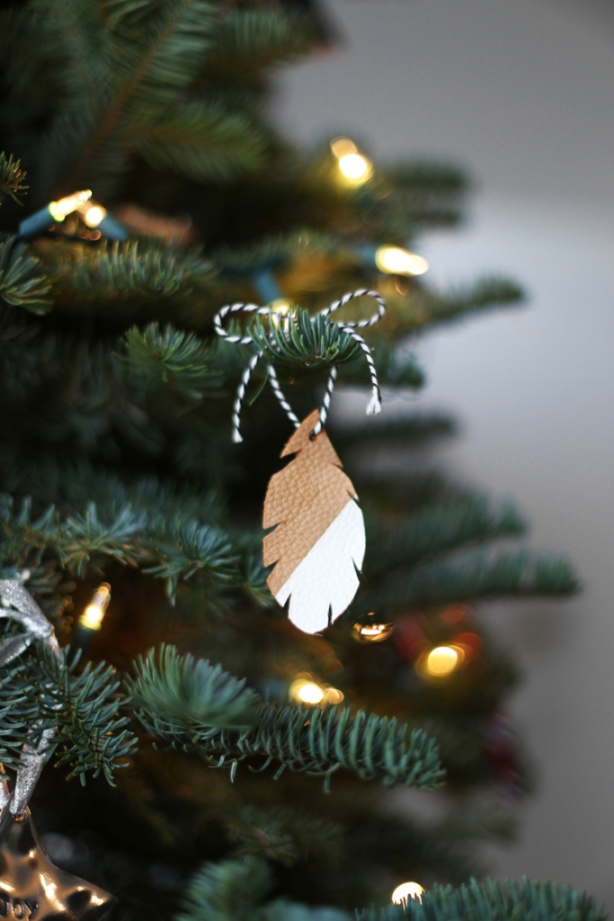 Leather Feather Ornaments