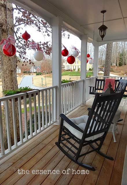 Porch With Red and White Ornaments