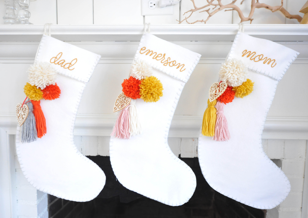 Felt Stockings with Tassels and Poms