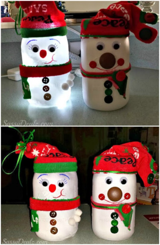 Snowman Mason Jar Lights