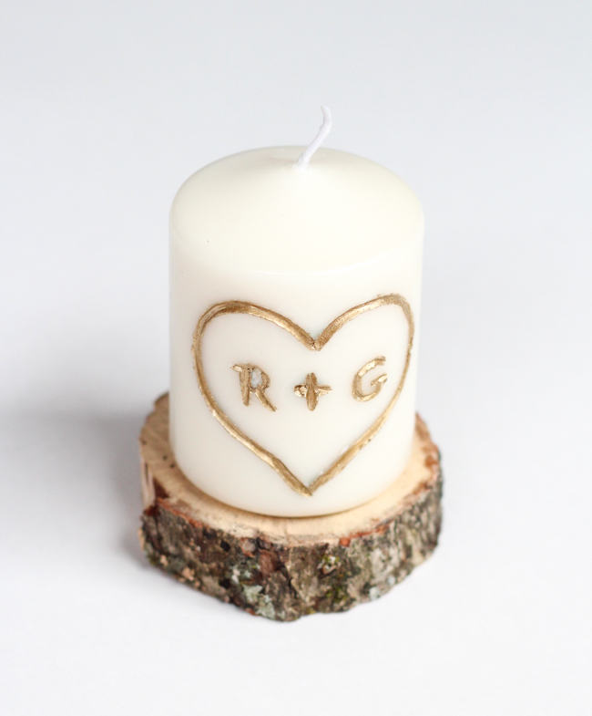 Carved Initial Candle