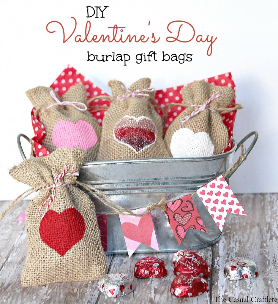 DIY Valentine's Day Burlap Gift Bags