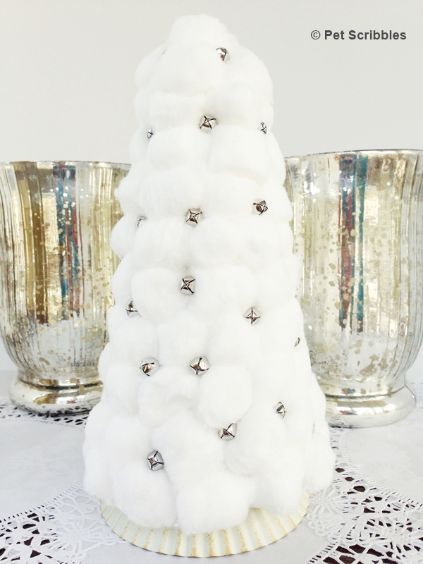 Cotton Ball and Jingle Bell Christmas Tree