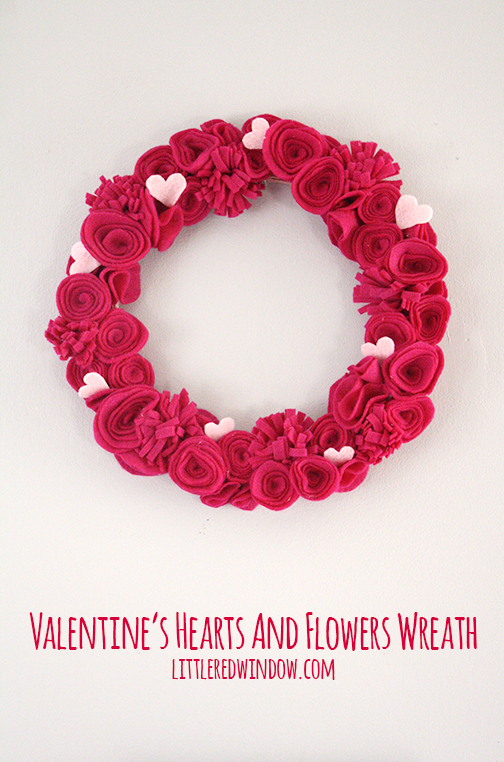 Valentine’s Hearts and Flowers Felt Wreath